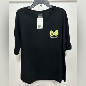 H&M black cotton t shirt sleep top avocados